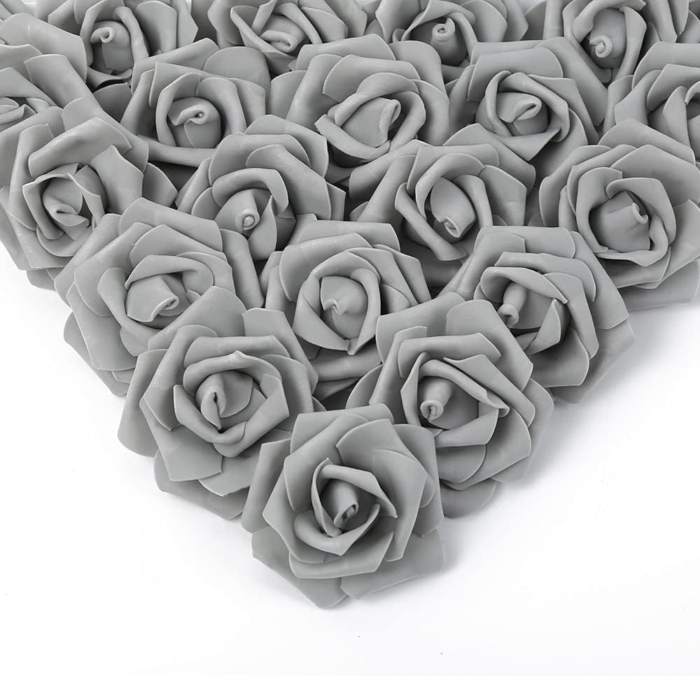 100 Pcs Real Looking Ivory White Foam Fake Roses