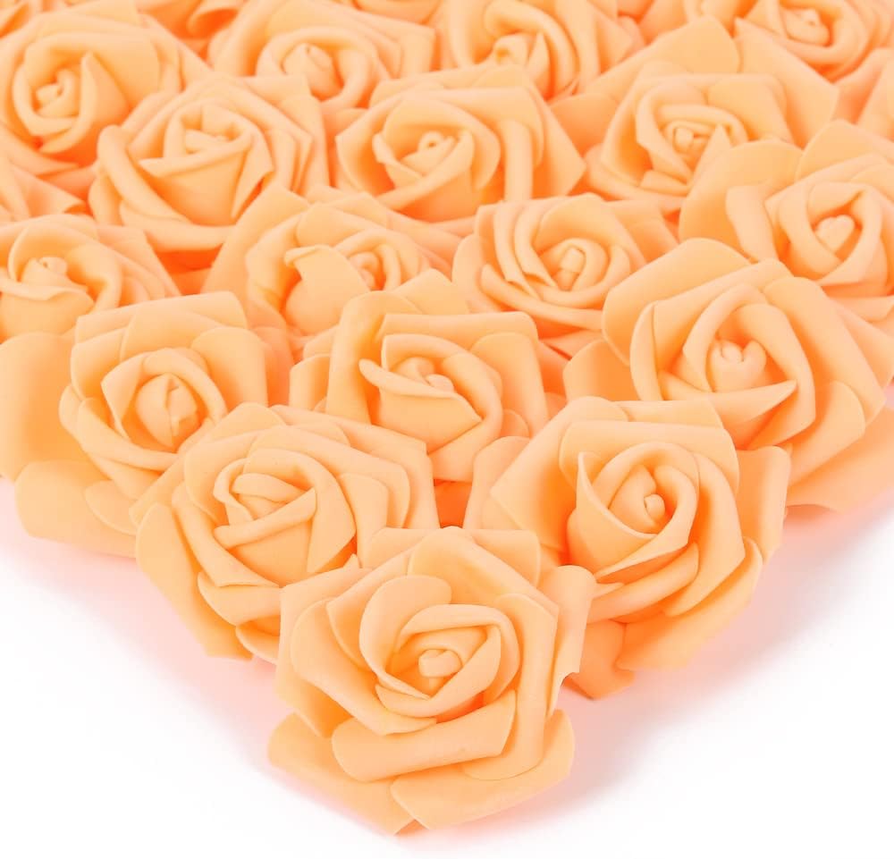 100 Pcs Real Looking Ivory White Foam Fake Roses