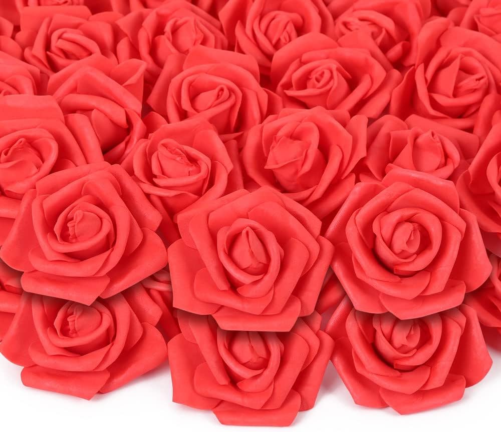 200pcs 3-Inch Pink Artificial Foam Rose Flower Head