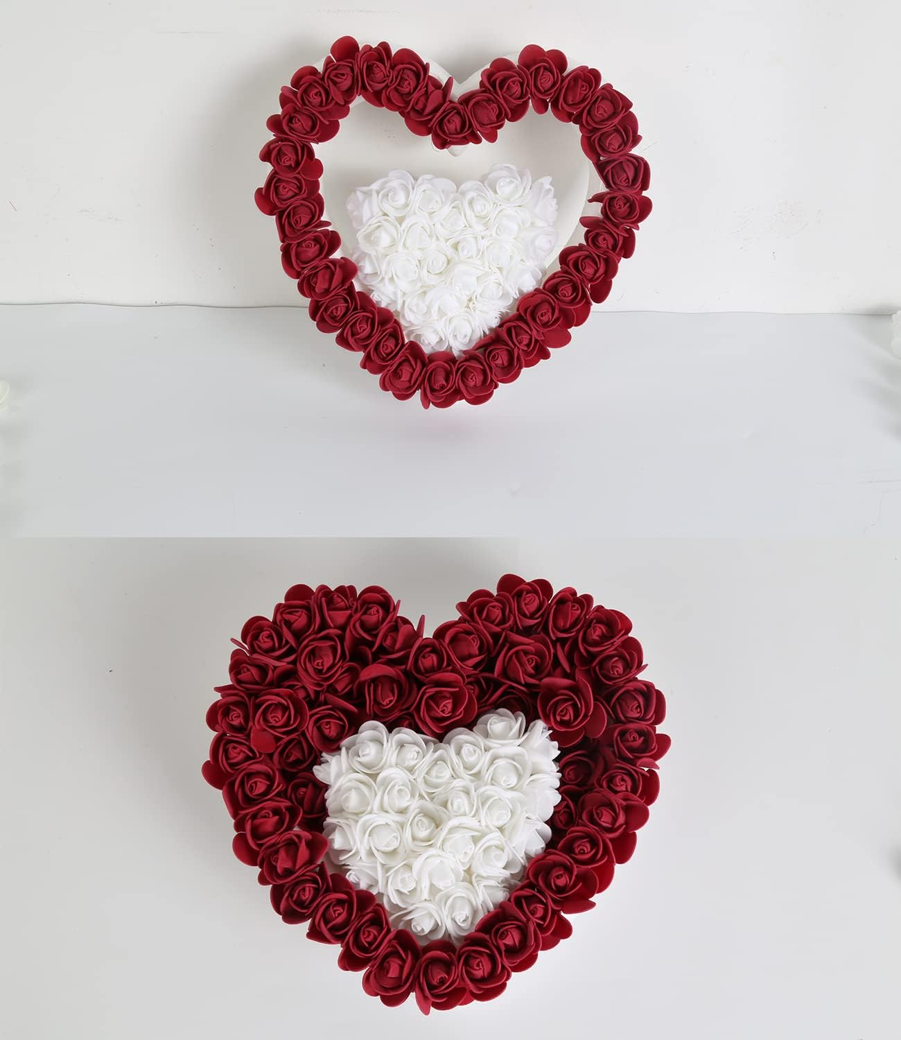 500pcs Mini Roses for Crafts Burgundy Flowers with Small White Roses Foam Flowers Fake Flower Heads