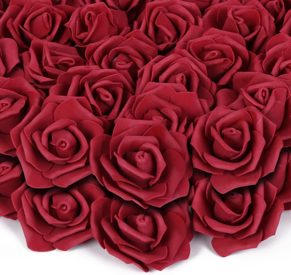 200pcs 3-Inch Pink Artificial Foam Rose Flower Head