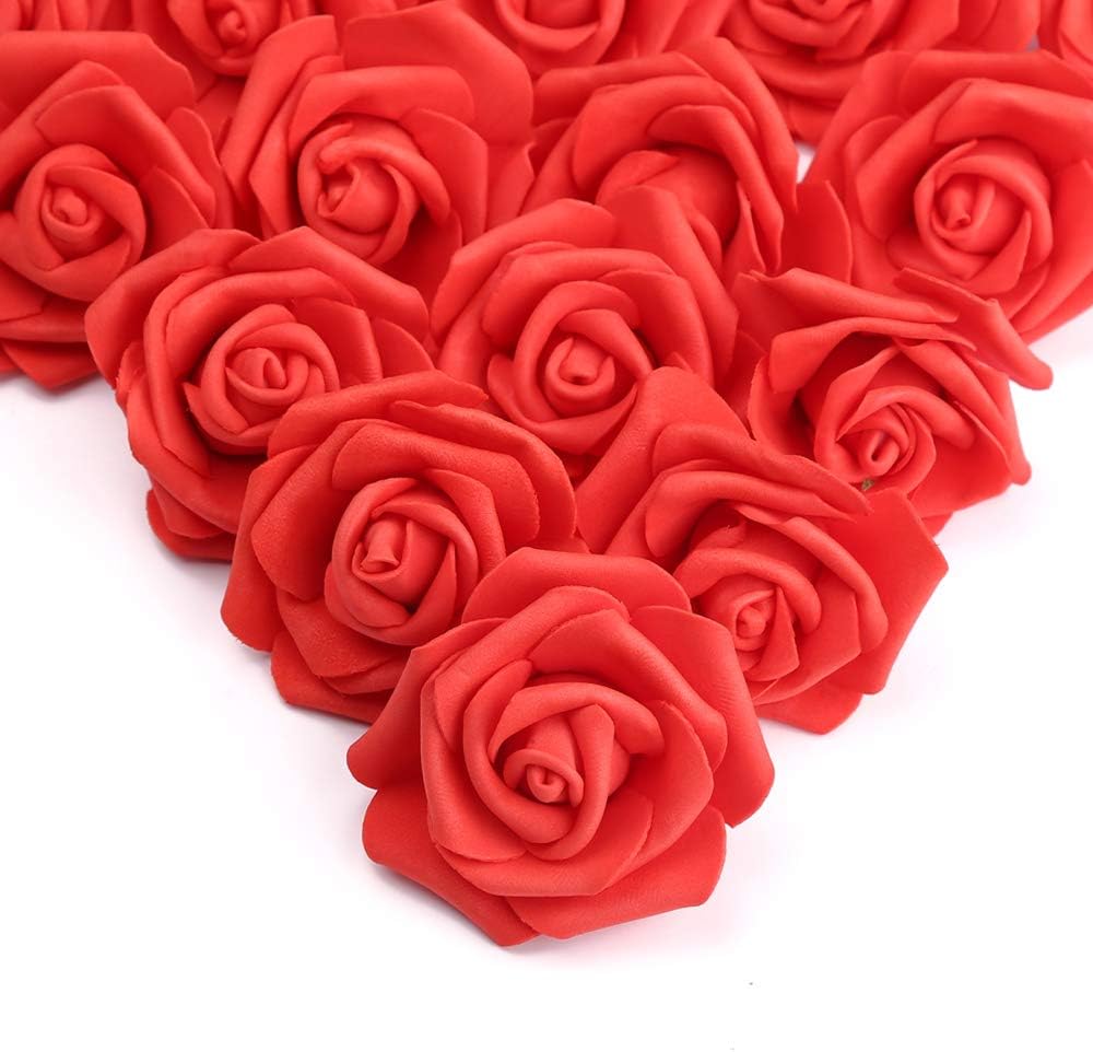 100 Pcs Real Looking Ivory White Foam Fake Roses