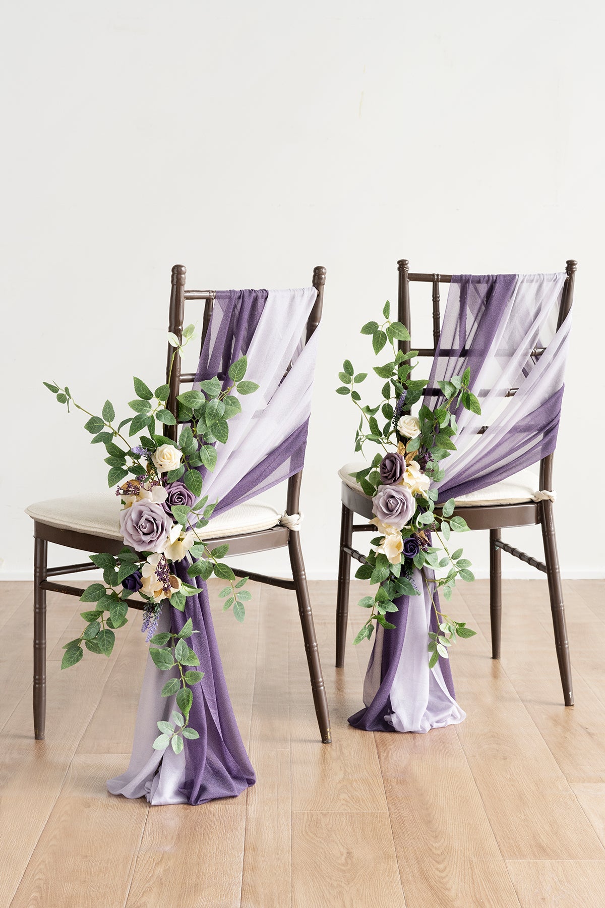 Wedding Aisle Chair Flower Decoration in Lilac & Gold | Clearance