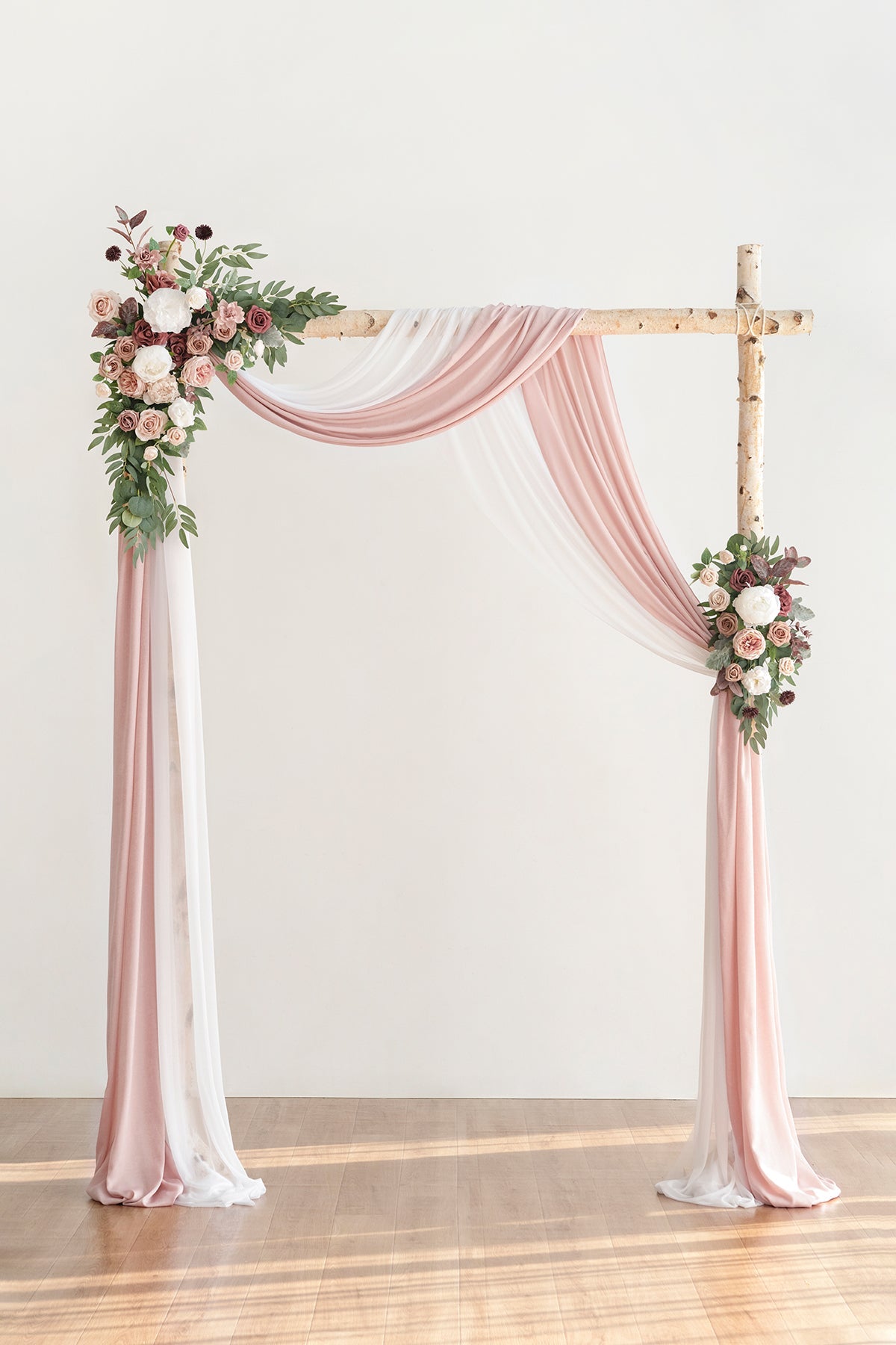 Flower Arch Decor with Drapes in Dusty Rose & Mauve