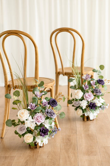 Wedding Aisle Runner Flower Arrangement in Lilac & Gold