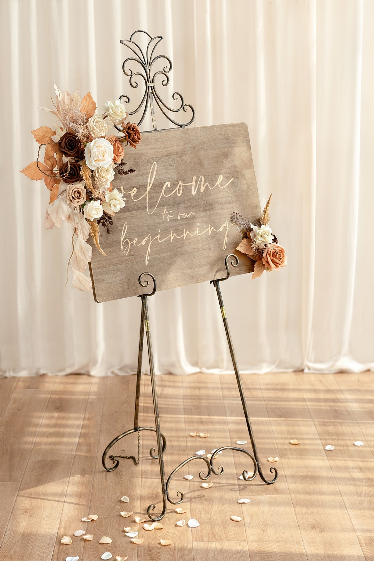 Combo Set Flower Sign Decor in Rust & Sepia