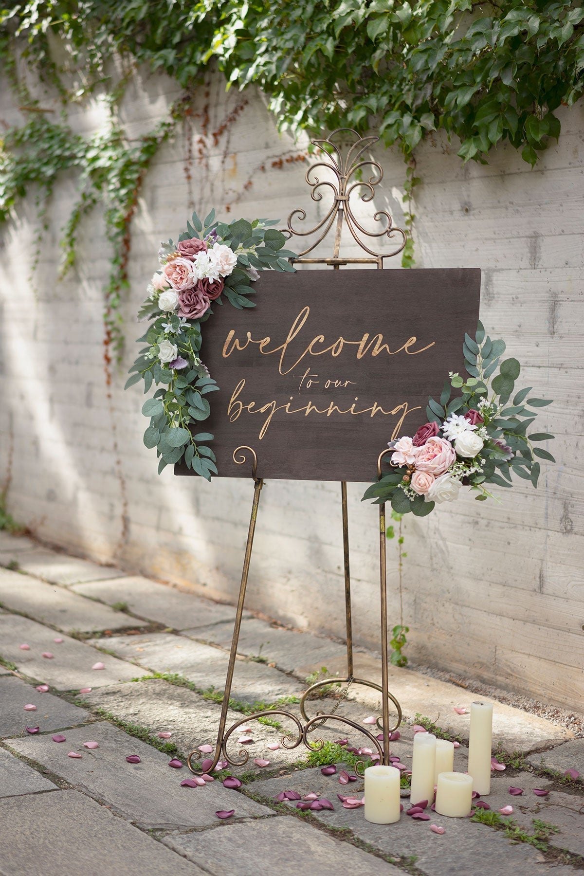 Combo Set Flower Sign Decor in Dusty Rose & Cream