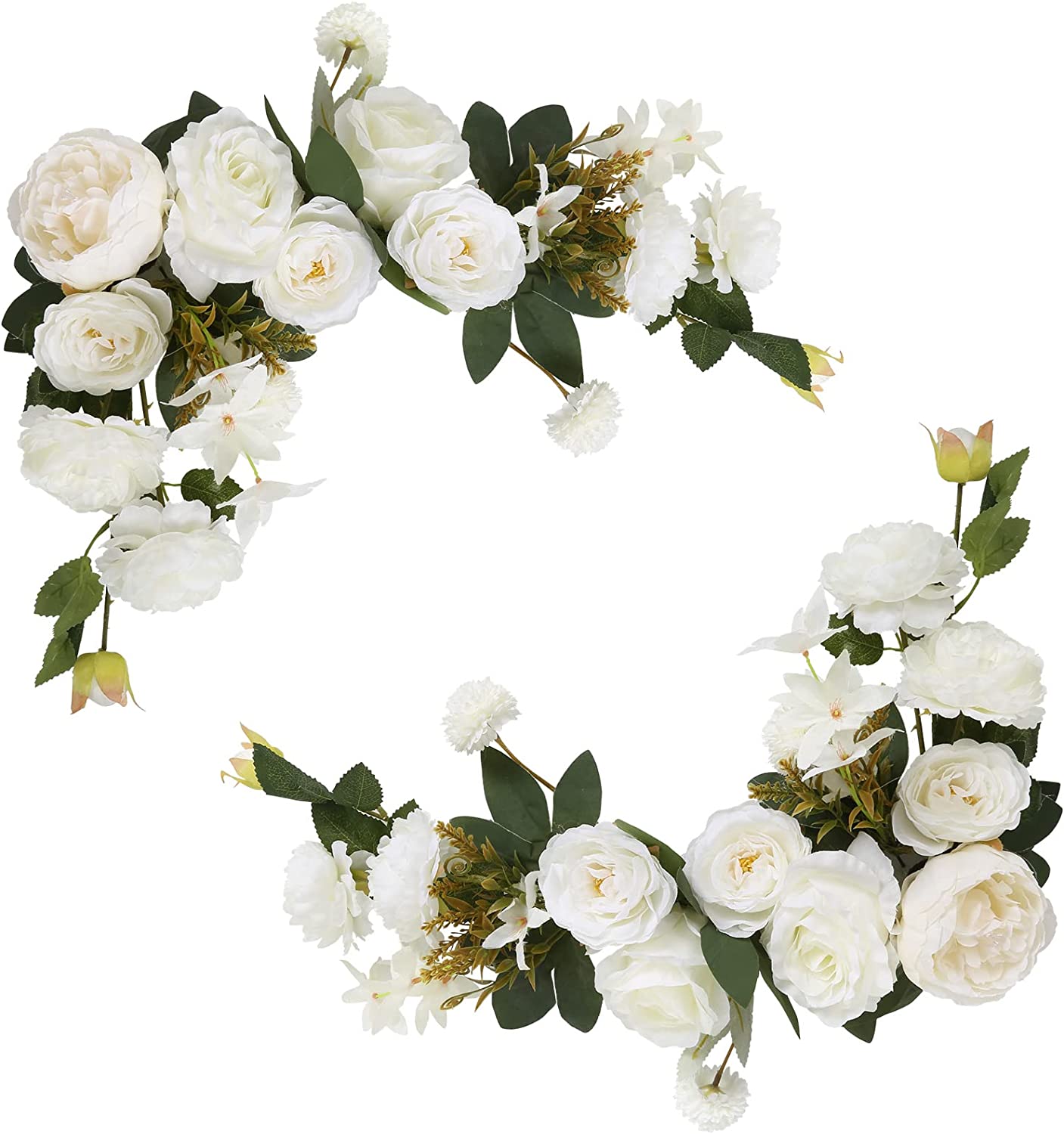 2pcs Floral Swags White Flowers  Fake Roses Combo Silk Peony for Wedding Decorations