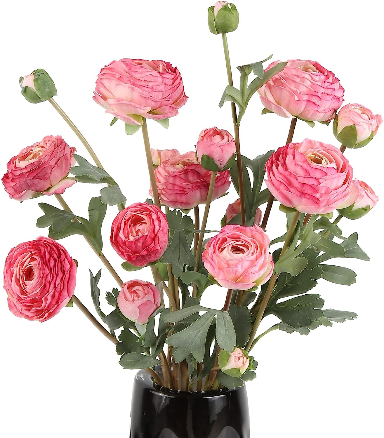 Ranunculus Artificial Flower,Silk Flowers Fake Persian Buttercup Flower 18 Heads