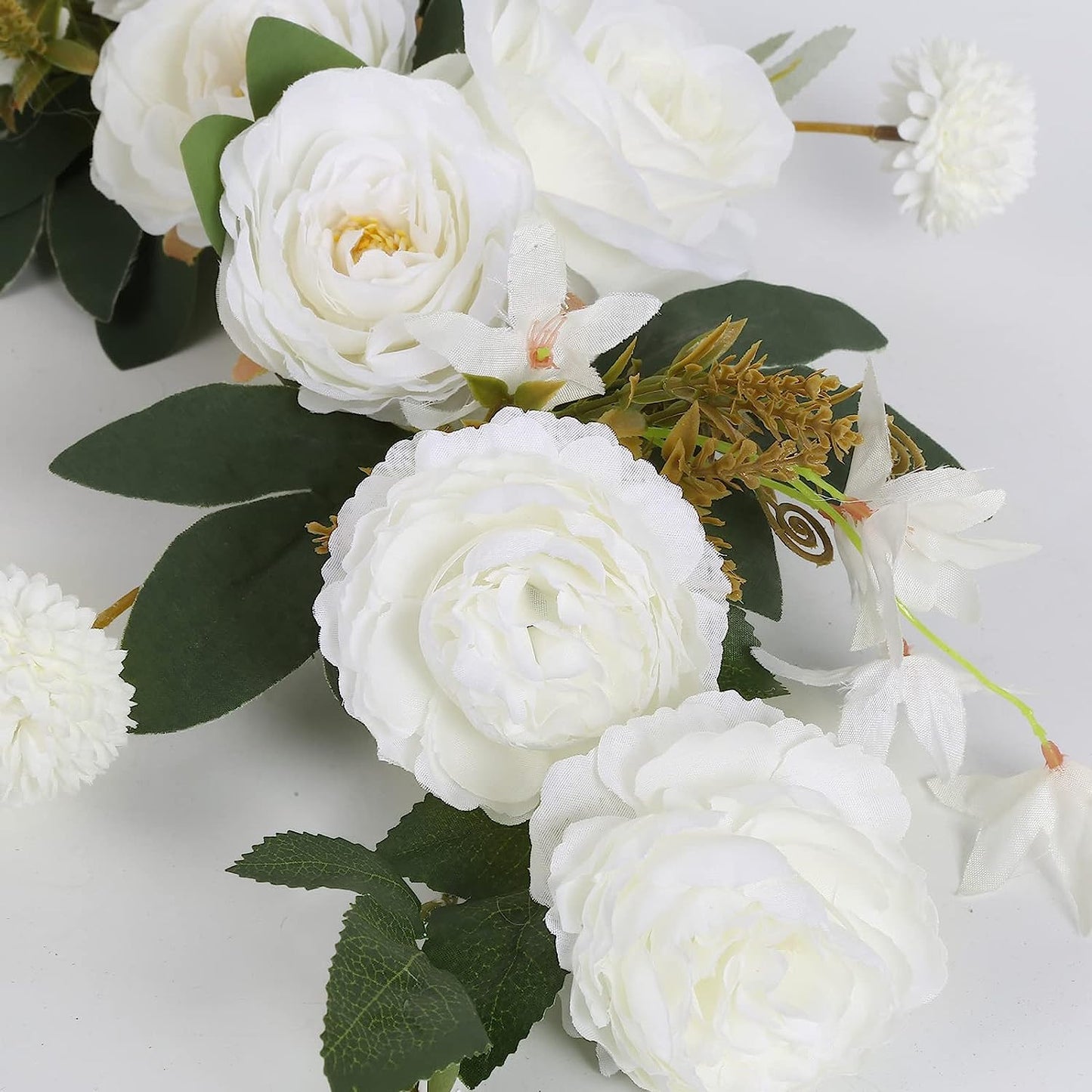 2pcs Floral Swags White Flowers  Fake Roses Combo Silk Peony for Wedding Decorations