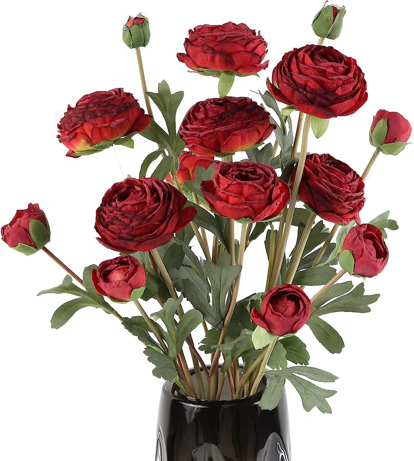 Ranunculus Artificial Flower,Silk Flowers Fake Persian Buttercup Flower 18 Heads