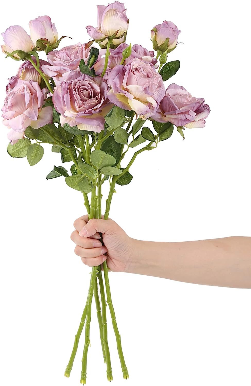 21.25" Long Stem Roses Artificial Flowers 5PCS 15Heads Fake Roses Flowers