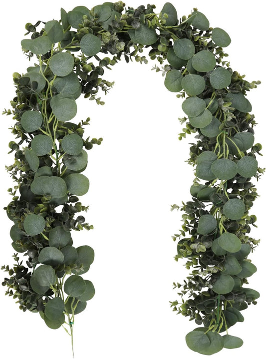 6.2Ft Long Artificial Eucalyptus Garland  Fake Silver Dollar Eucalyptus Vines