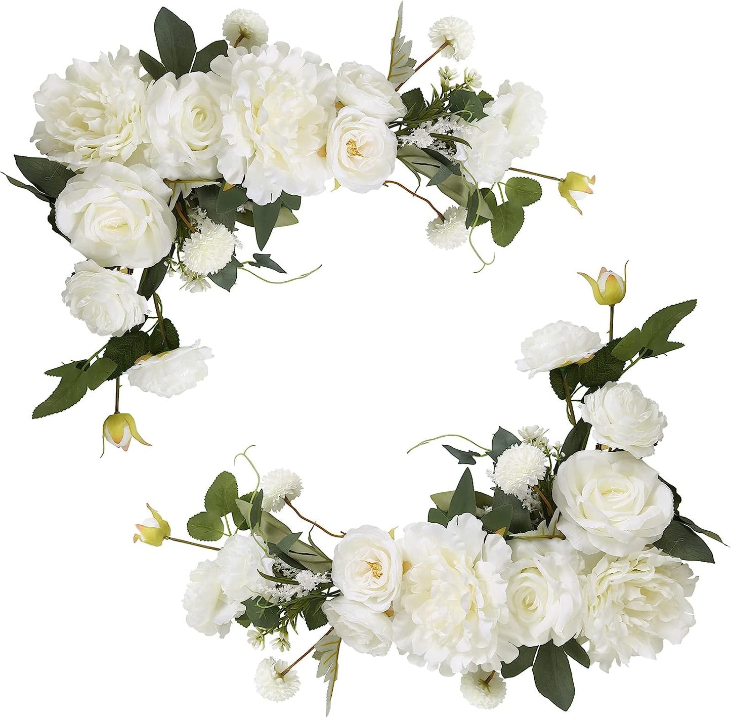 2pcs Floral Swags White Flowers  Fake Roses Combo Silk Peony for Wedding Decorations