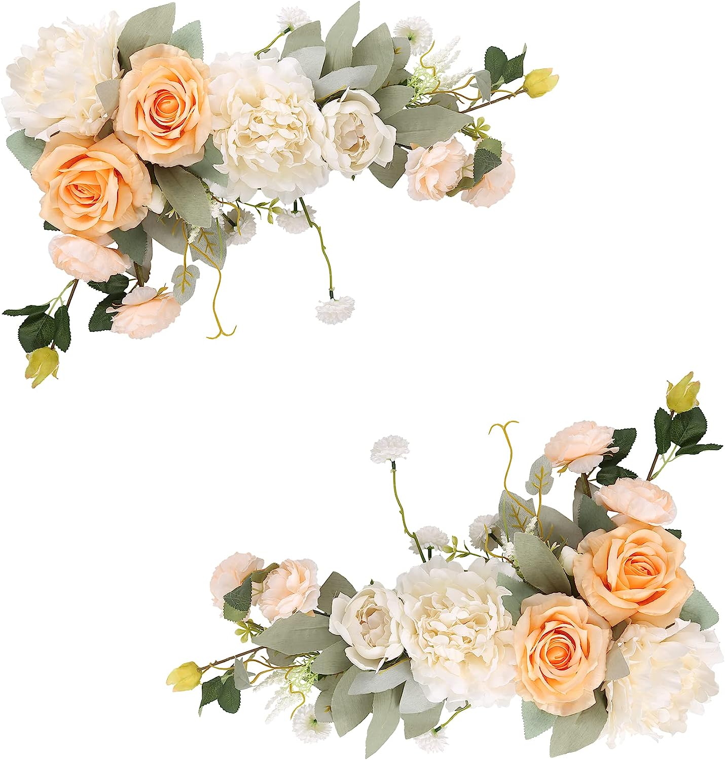 2pcs Floral Swags White Flowers  Fake Roses Combo Silk Peony for Wedding Decorations