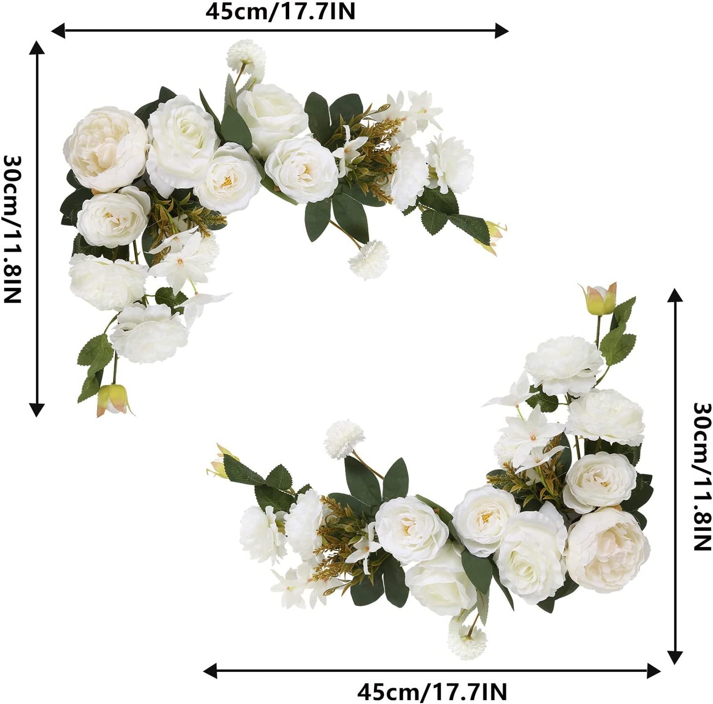 2pcs Floral Swags White Flowers  Fake Roses Combo Silk Peony for Wedding Decorations