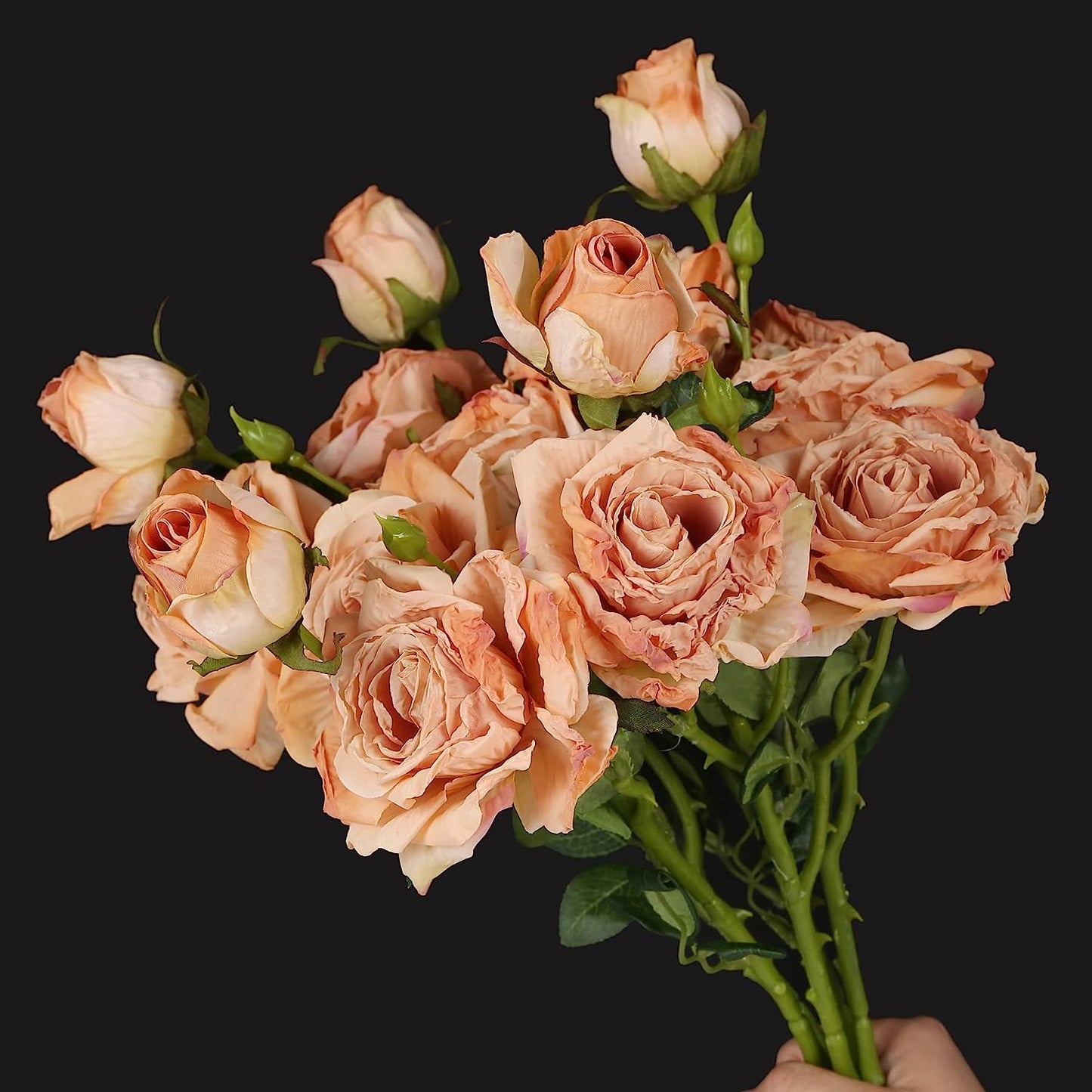 21.25" Long Stem Roses Artificial Flowers 5PCS 15Heads Fake Roses Flowers