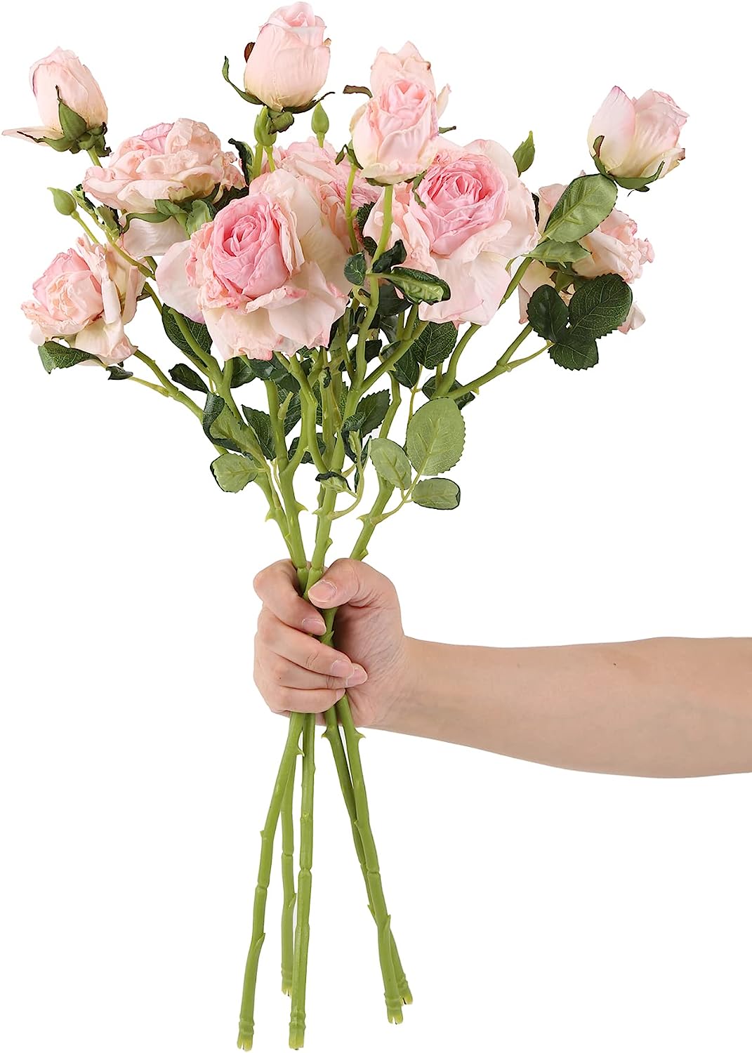 21.25" Long Stem Roses Artificial Flowers 5PCS 15Heads Fake Roses Flowers