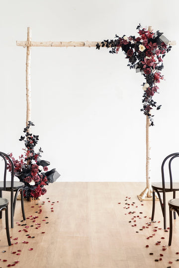 Ground Flower Arch Decor in Moody Burgundy & Black