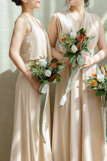 Bridesmaid Posy in Orange & Olive Green | Clearance