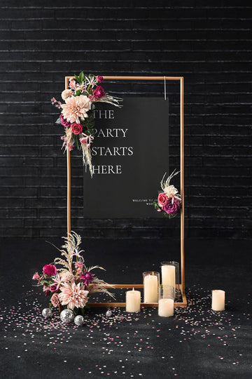 Combo Set Flower Sign Decor in Valentine Magenta | Clearance