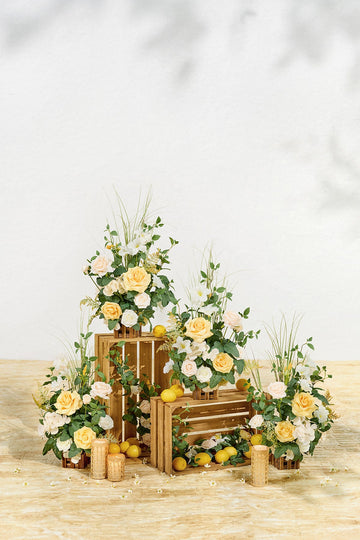 Wedding Aisle Runner Flower Arrangement in Lemonade Yellow