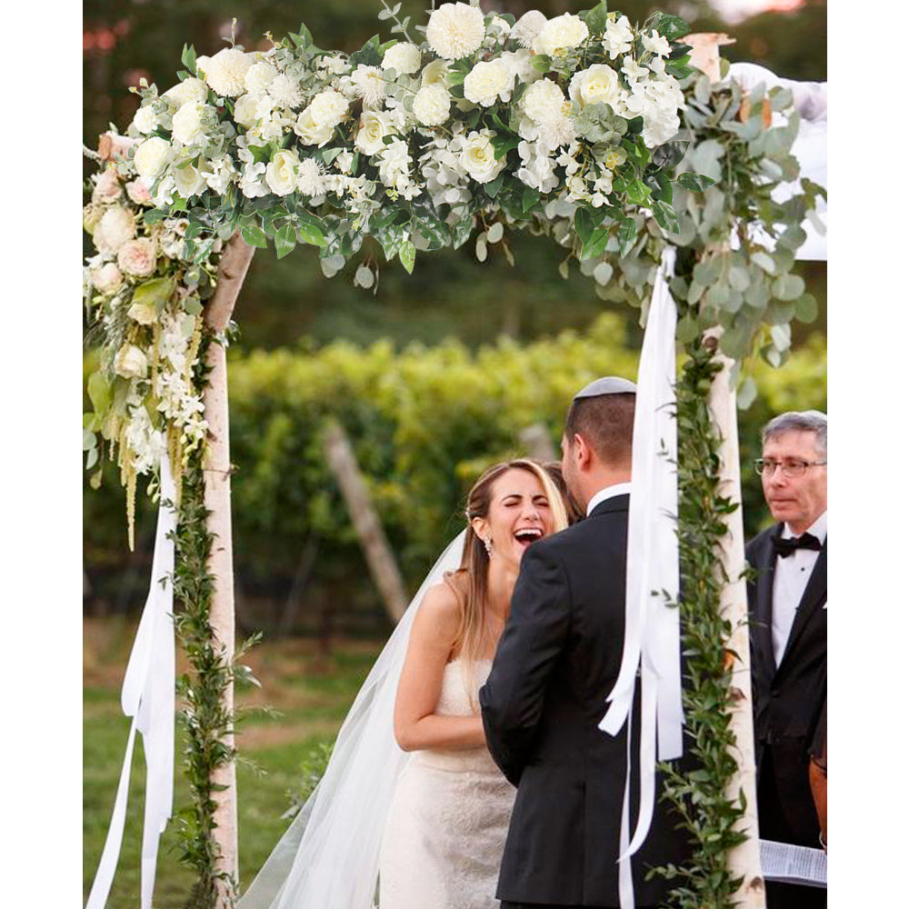 Wedding Arch Flowers,3.28ft Artificial Flowers Arrangement Swag, Silk Fake Peonies Rose Floral Row