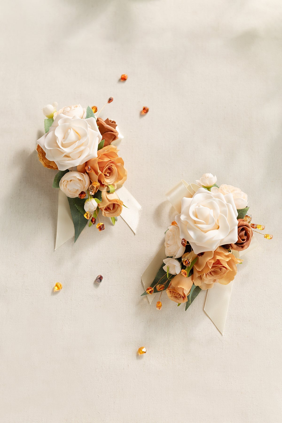 Wrist and Shoulder Corsages in Sunset Terracotta