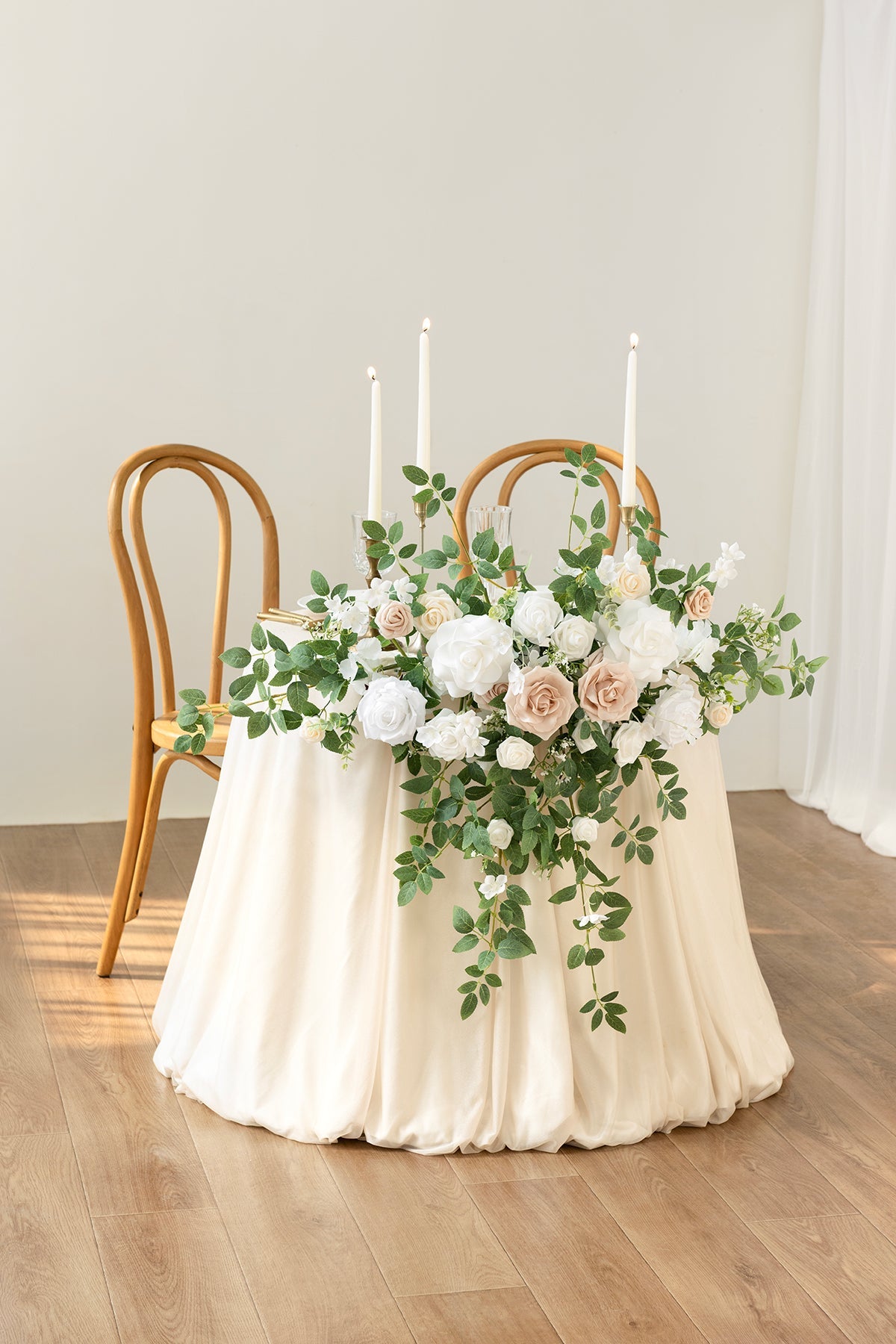 Sweetheart Table Floral Swags in White & Sage