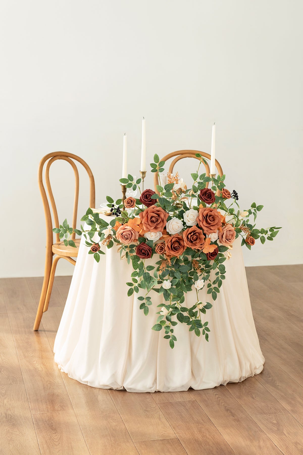 Sweetheart Table Floral Swags in Sunset Terracotta