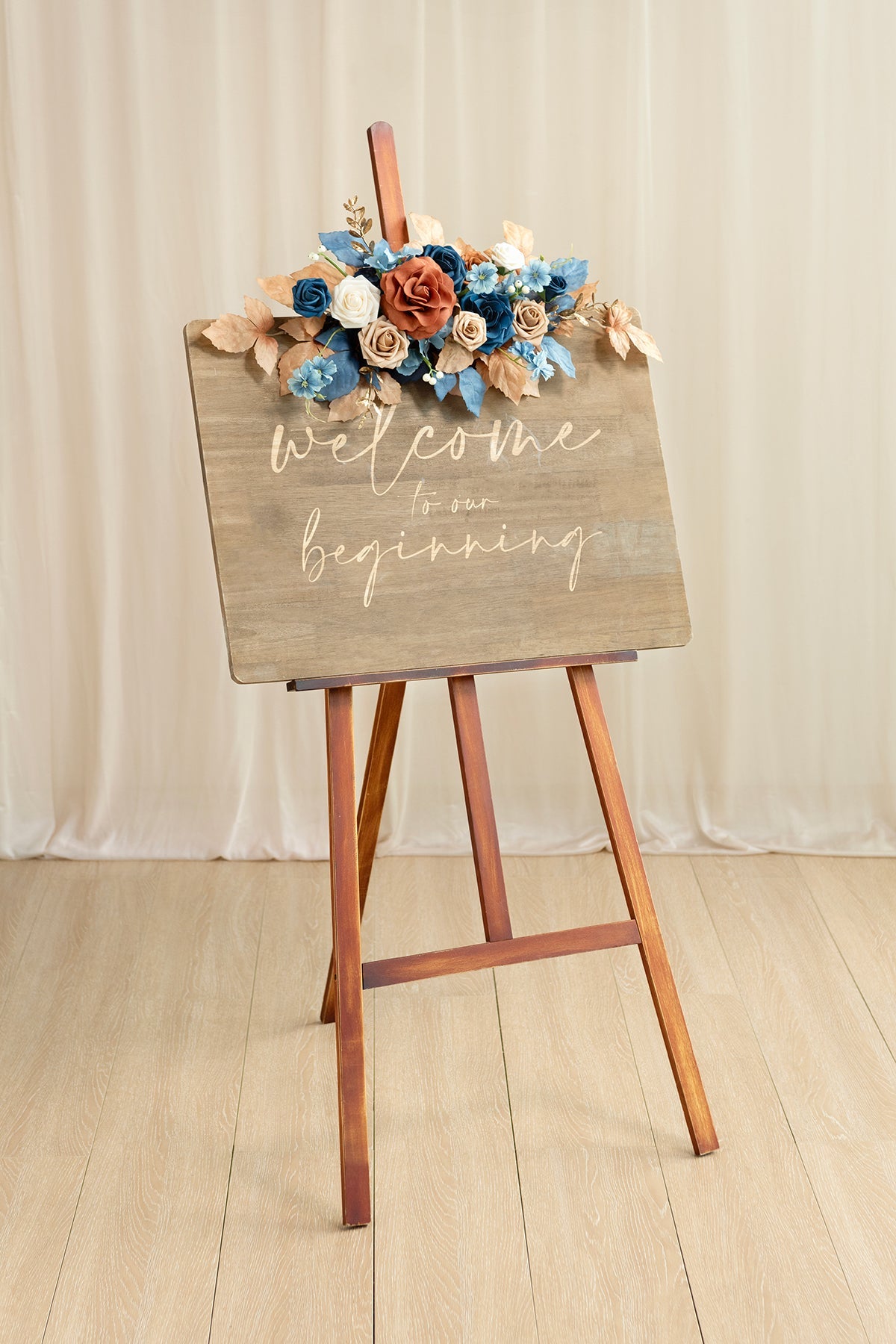 Flexible Combo Set Flower Sign Decor in Russet Orange & Denim Blue