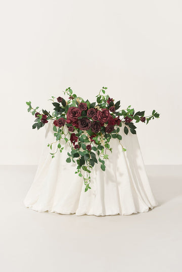 Sweetheart Table Floral Swags in Bordeaux Red & Wine