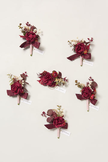 Boutonnieres in Burgundy