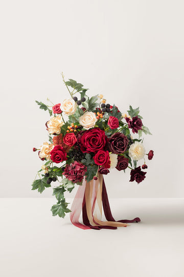 Medium Free-Form Bridal Bouquet in Bordeaux Red & Wine