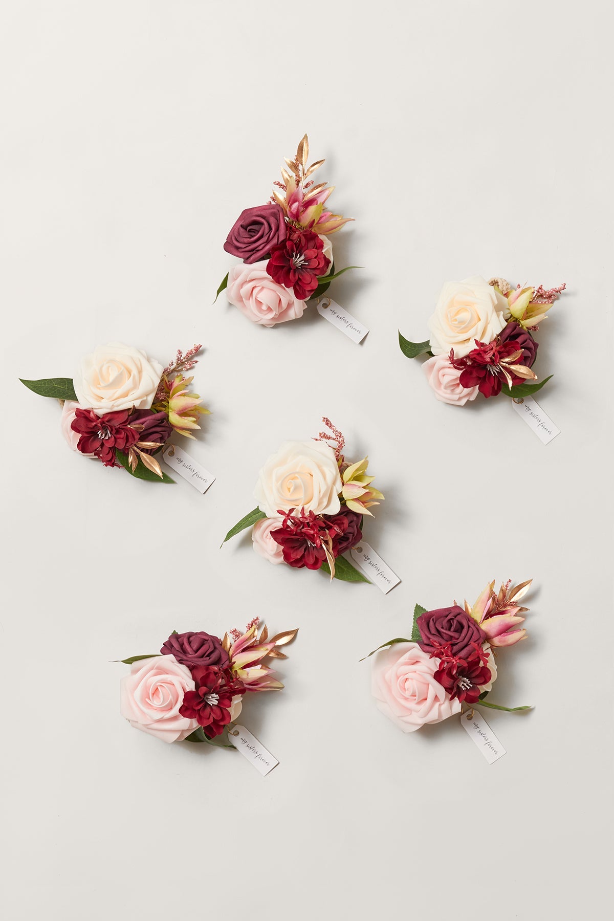 Wrist Corsages in Romantic Marsala