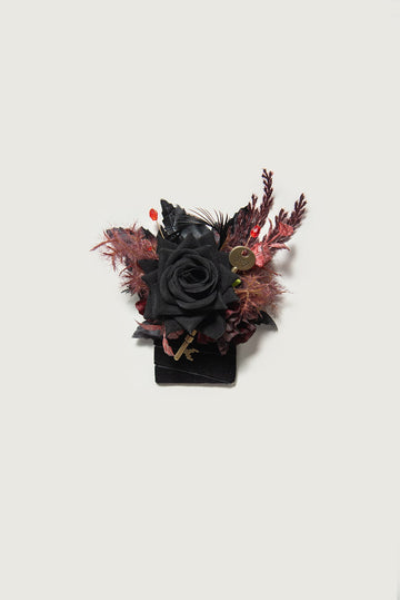 Pocket Square Boutonniere for Groom in Moody Burgundy & Black