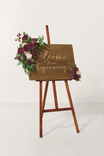 Combo Set Flower Sign Decor in Romantic Marsala