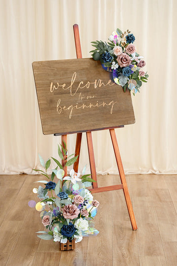 DELUXE COMBO SET FLOWER SIGN DECOR IN DUSTY ROSE & NAVY