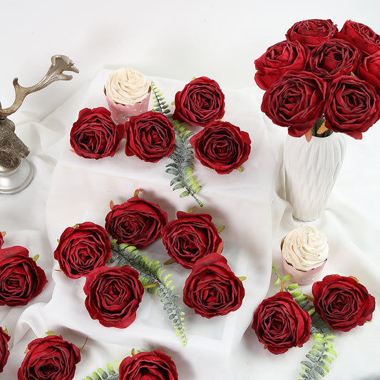 rose Artificial plants in bulk 25 pieces of silk rose head in bulk fake rose