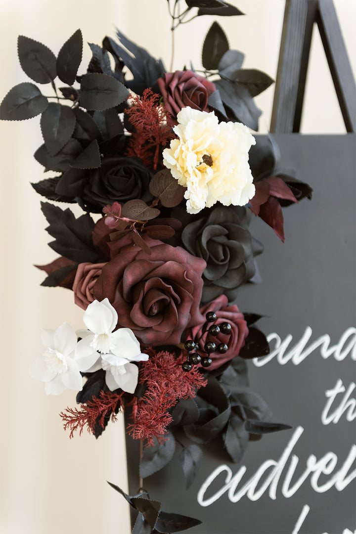 Combo Set Flower Sign Decor in Moody Burgundy & Black