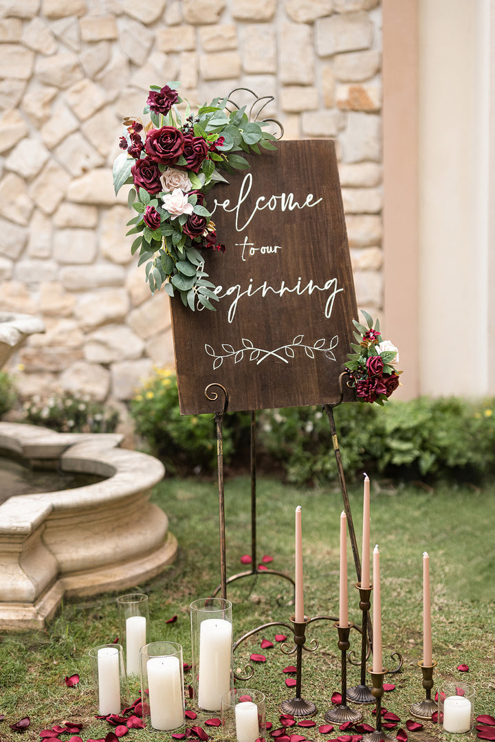 Combo Set Flower Sign Decor in Romantic Marsala