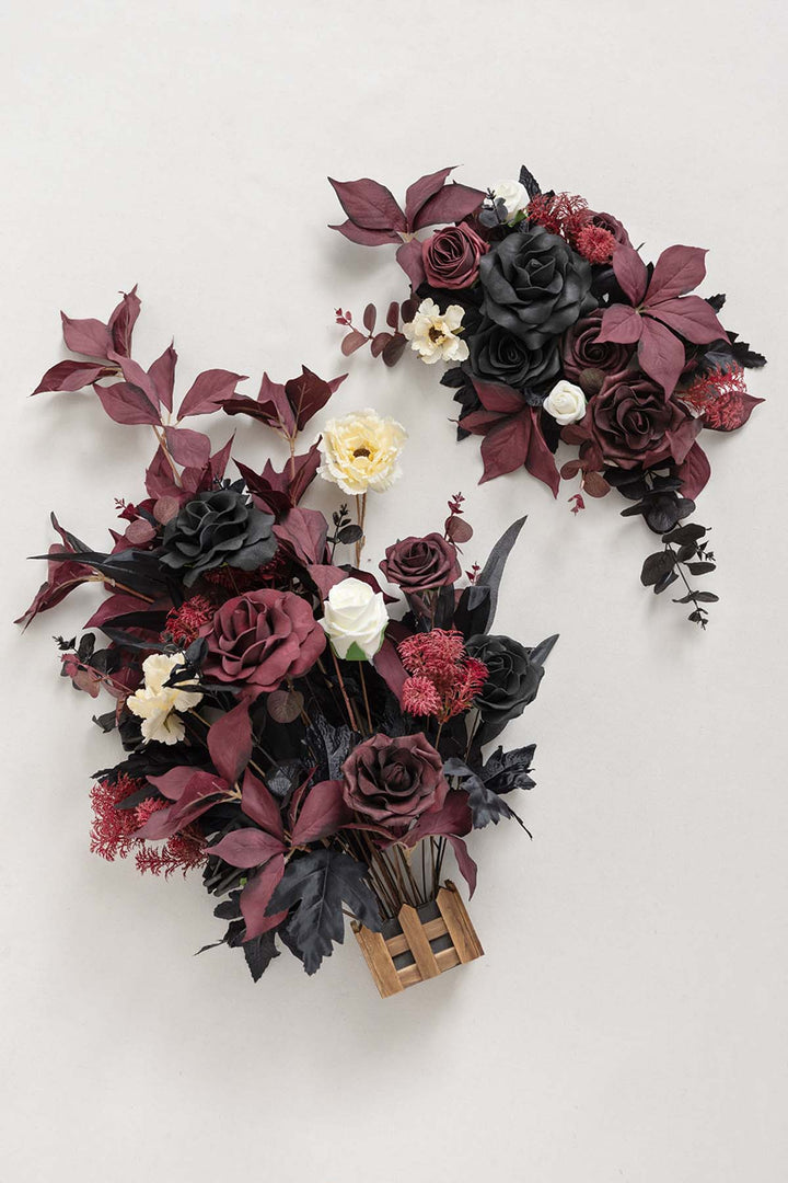 Deluxe Combo Set Flower Sign Decor in Moody Burgundy & Black