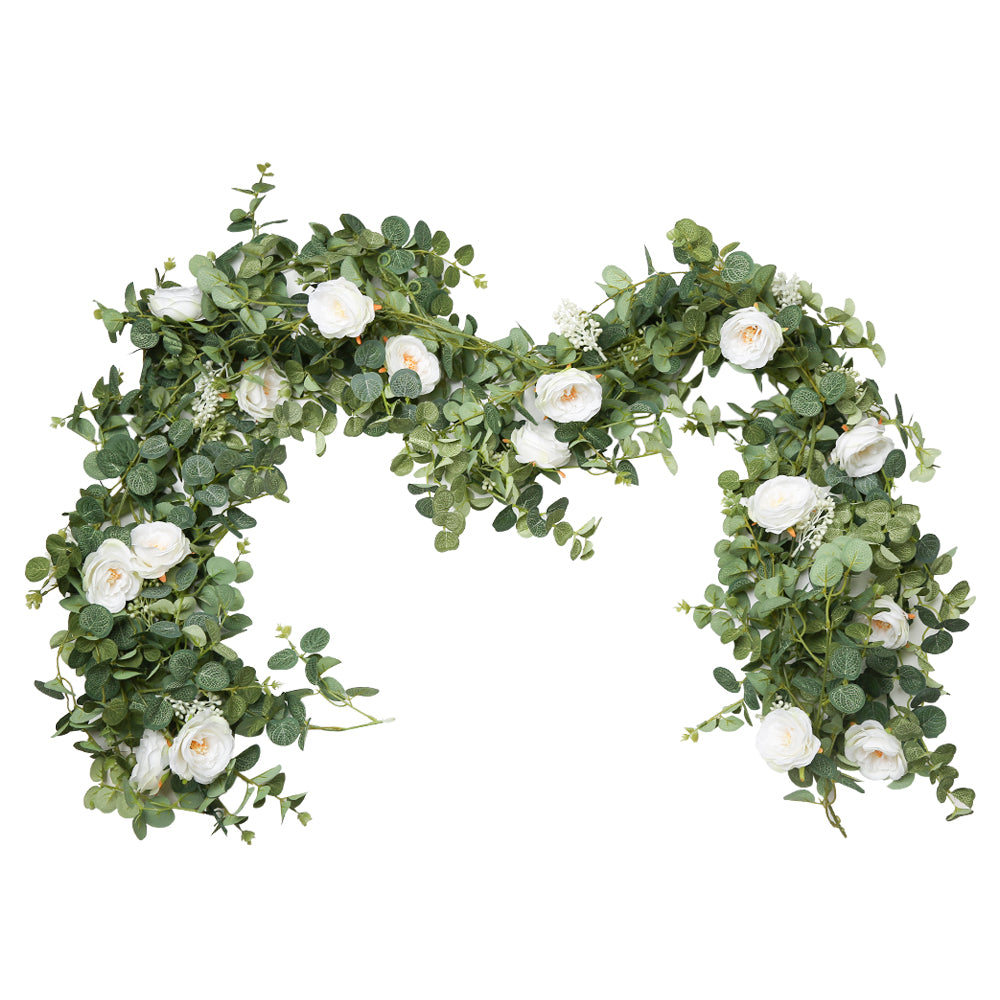 1.8M Artificial Rose Garland Eucalyptus Rattan Money Leaf Fake Green Plants Wedding Hall Home Garden Christmas Party Flower Decor