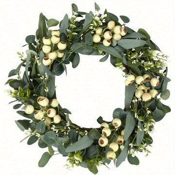 1 Piece Green Eucalyptus Garland, Artificial Eucalyptus Leaf Garland with Large Berries, Spring/Summer Greenery Wreath for Front Door Wall Window Decoration - 20 Inch...