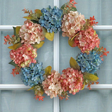 15.7in Artificial Flower Wreaths Fake Leaves Wreath Spring Summer Wreaths Front Door Wreath Holiday Hanging Garland for Wedding Holiday Door Wall Decorations