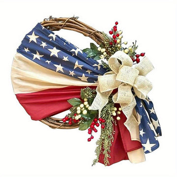 July 4 Independence Day Wreath Decorations, New Summer Patriotic Independence Day Wreaths for 2024, Front Porch Memorial Day Wreaths, Holiday Celebration Farmhouse Wreaths