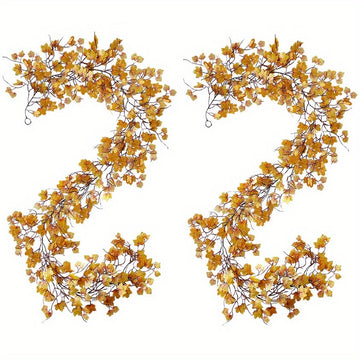 2 Pack 6.56ft Artificial Autumn Leaves Garland, Fall Maple Leaf Mantle Wreath Hanging Vine Home Decor Wedding Halloween Thanksgiving Christmas Indoor Outdoor Decoration Party Birthday, Valentine's Day, Mother's Day Gift Decoration...