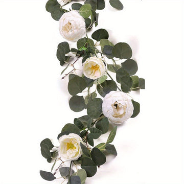 5.74ft Artificial Eucalyptus Vine Silk Peony Artificial Peony Flower Vine Wedding Arch Table Wall Decor...