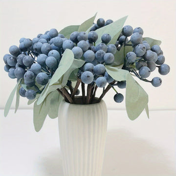 24 Pack Artificial Blueberries with Stems Realistic Fruit Fake Blueberries Artificial Berries Wedding DIY Bridal Bouquet Home Kitchen Party Decoration...