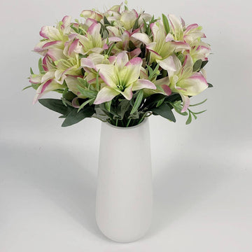 1 Bunch of Artificial Lilies 40cm 10 Heads Silk Fake Lily Bouquet for Home Hotel Flower Arrangement Wedding Party Decoration...